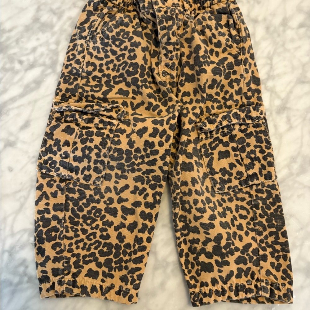 Zara Kids Tan and Black Leopard Cargo Pants